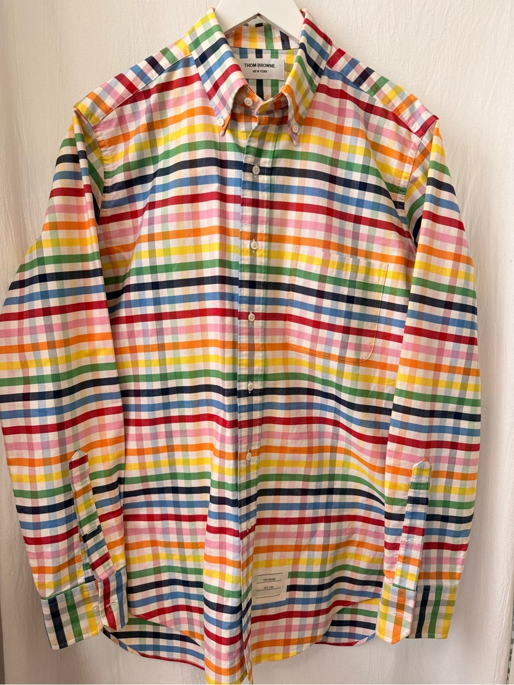 Thom Browne, 100% Cotton. Multi Color Gingham Button Down Shirt. sz 4 (US XL)